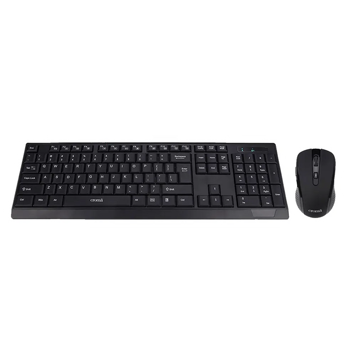 Croma 2.4 GHz Wireless Keyboard & Mouse Combo (1000 DPI, Plug & Play, Black)