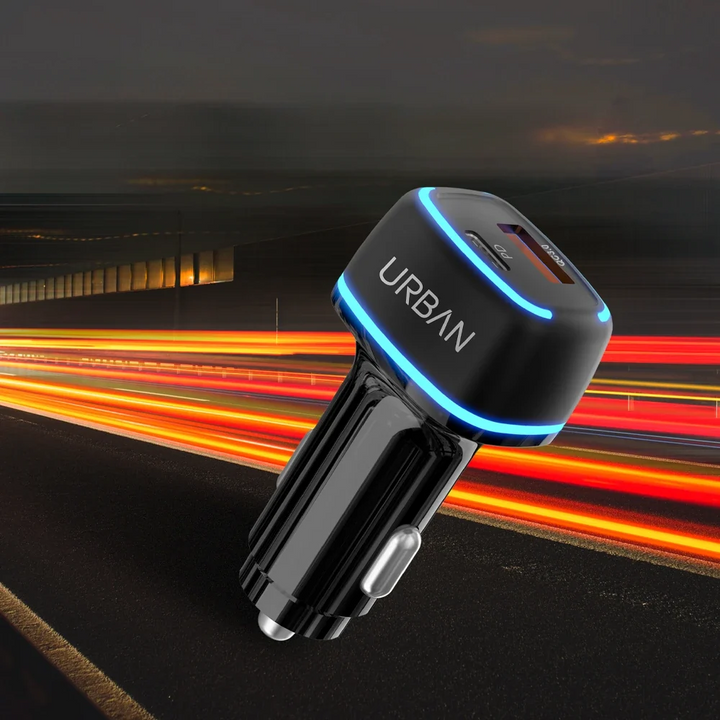 38W Fast Car Charger | PD Type-C + QC 3.0 | Multi-Protocol | Ambient Light
